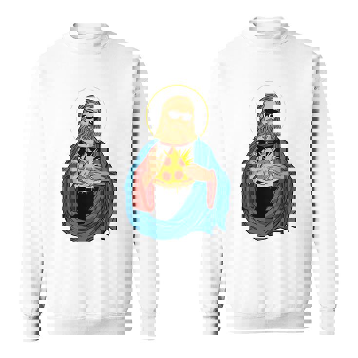 Jesus Holding A Pizza 長袖tシャツ スウェットシャツ