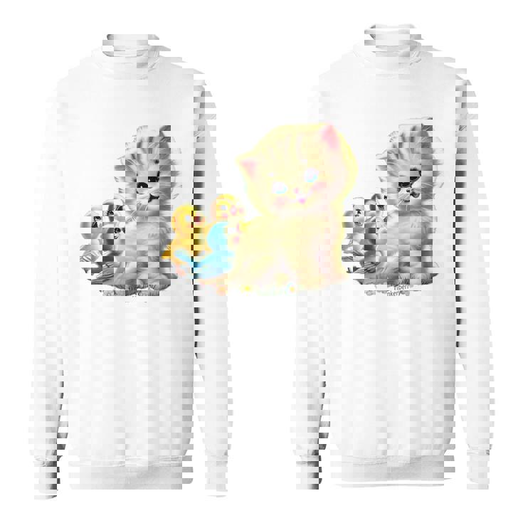 Kitten With Happy Little Birds スウェットシャツ