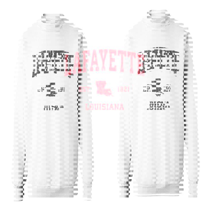 Lafayette ルイジアナ Laビンテージスポーツデザイン レッドプリント スウェットシャツ