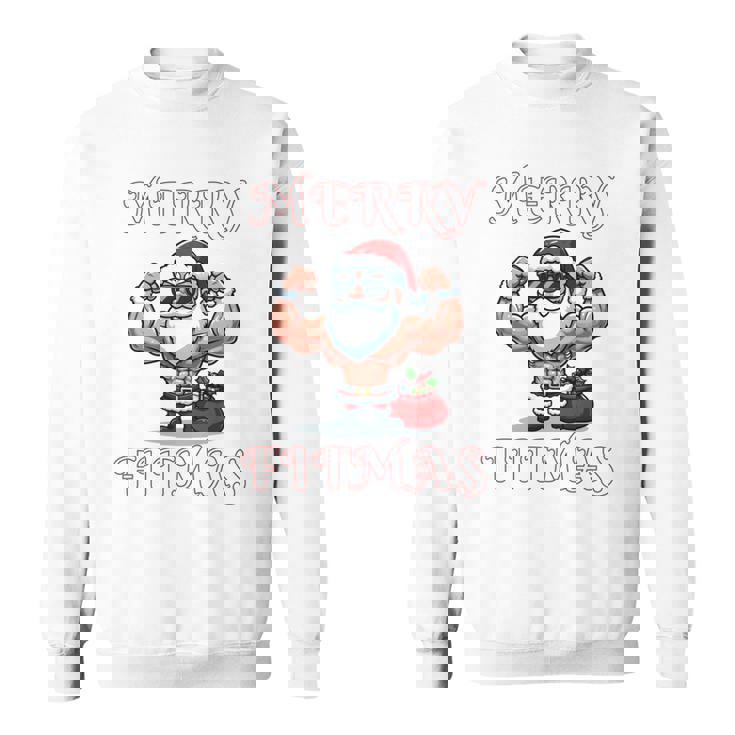 Merry Fitmas クリスマス フィットネス アグリークリスマス スウール サンタ 長袖tシャツ スウェットシャツ