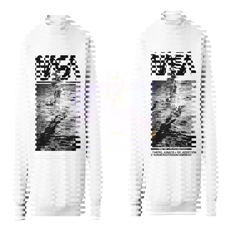 Nasaアポロ11号の月面宇宙飛行士の有名なワームロゴ スウェットシャツ