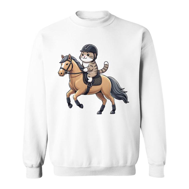 Niños Montar A Caballo Con Un Gato Es Amor Por El Caballo Camisa de entrenamiento