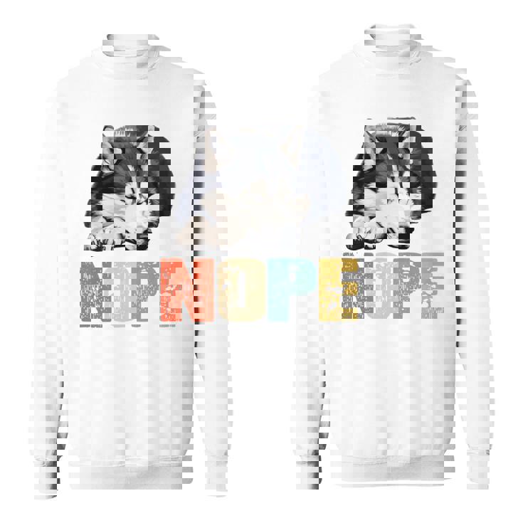 Nope 眠るシベリアンハスキーデザイン 長袖tシャツ スウェットシャツ