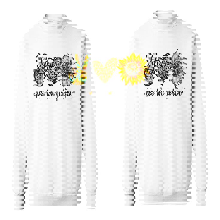 Peace Love サンシャイン ヒッピー ひまわり ヒマワリ 恋人へのギフト スウェットシャツ