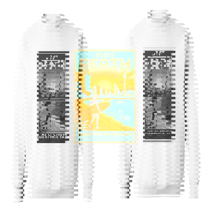 Perth Australia – ビンテージ旅行ポスタースタイル 長袖tシャツ スウェットシャツ