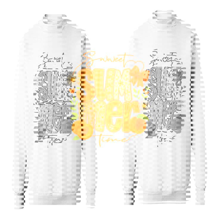 Sweetummer Time 鮮やかなフローラルピーチ 長袖tシャツ スウェットシャツ