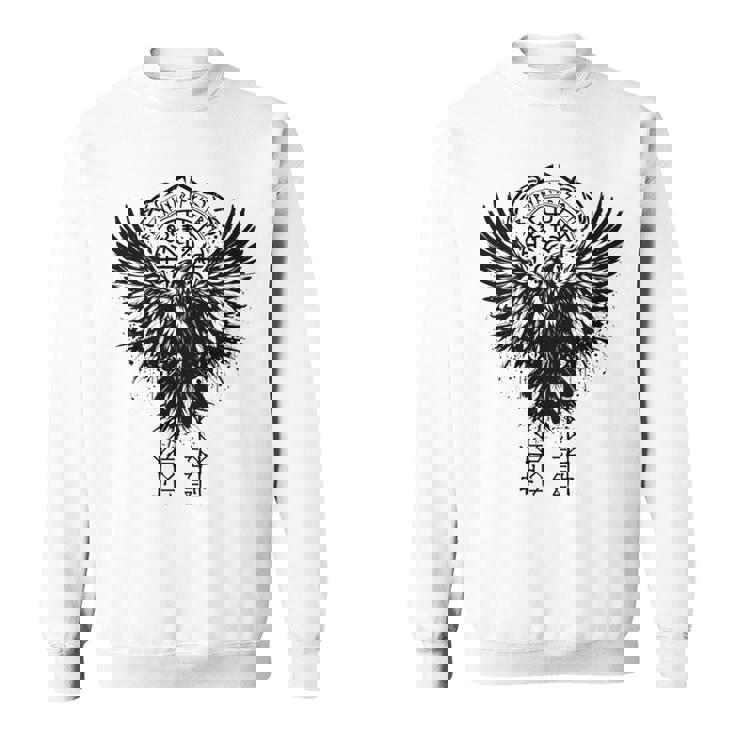 Walhalla Raven Odins ルーンズ ノルディック コンパス バイキング 長袖tシャツ スウェットシャツ