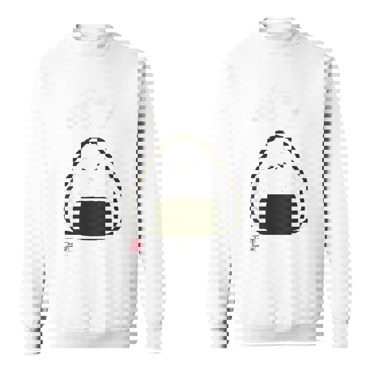 「パン-おにぎり」おもしろ 筆文字 服裏側 面白い文字入り スウェットシャツ