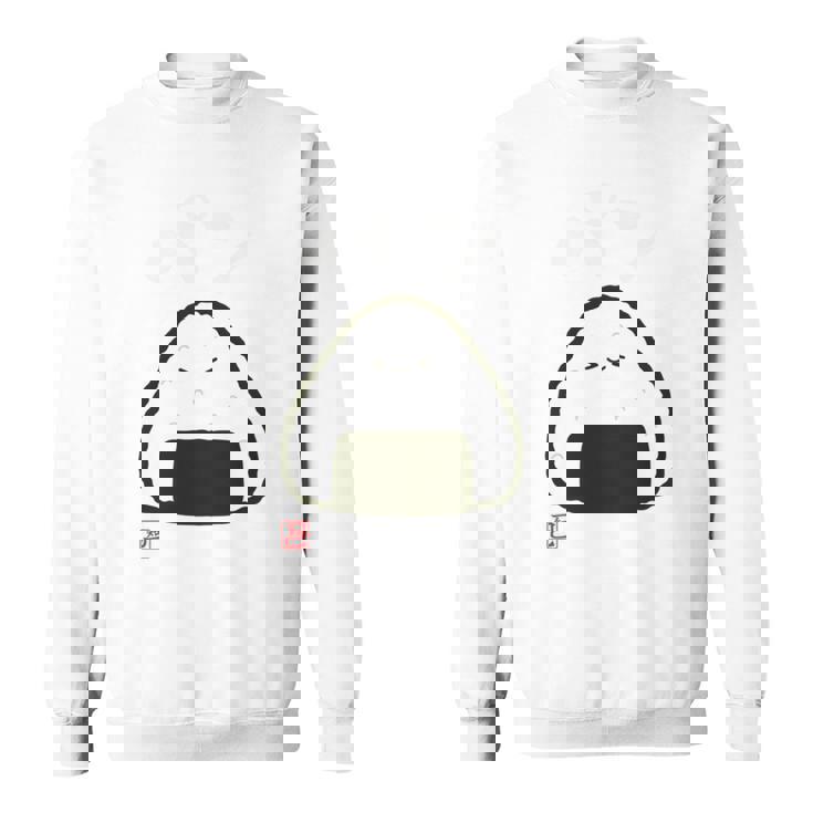 「パン-おにぎり」おもしろ 筆文字 服裏側 面白い文字入り 長袖tシャツ スウェットシャツ