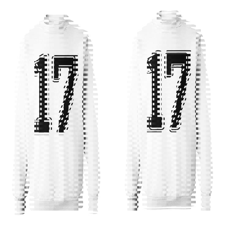 【バックプリント・背中側】17 数字 背番号 ユニフォーム ナンバー【ブラック／黒の文字】スポーツ 野球 サッカー 部活 スウェットシャツ