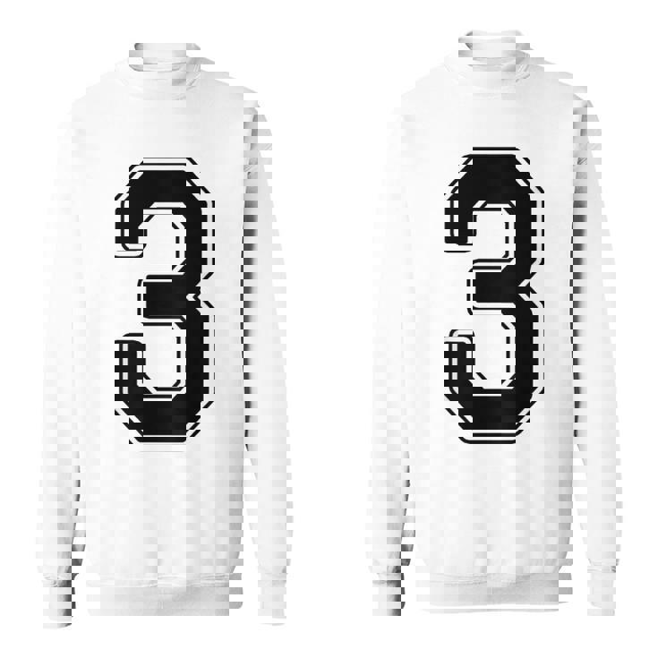 【バックプリント・背中側】3 数字 背番号 ユニフォーム ナンバー【ブラック／黒の文字】スポーツ 野球 サッカー 部活 スウェットシャツ