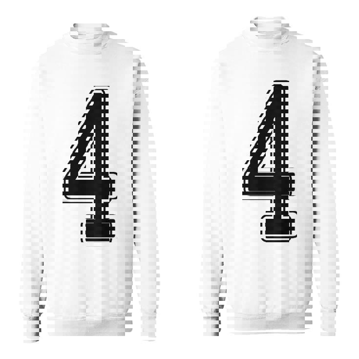 【バックプリント・背中側】4 数字 背番号 ユニフォーム ナンバー【ブラック／黒の文字】スポーツ 野球 サッカー 部活 スウェットシャツ