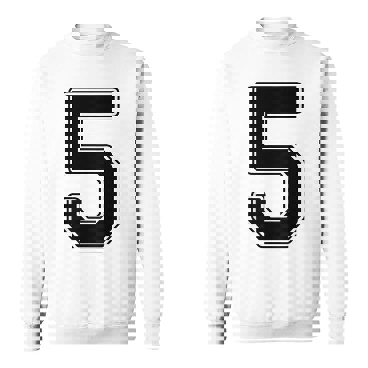 【バックプリント・背中側】5 数字 背番号 ユニフォーム ナンバー【ブラック／黒の文字】スポーツ 野球 サッカー 部活 スウェットシャツ