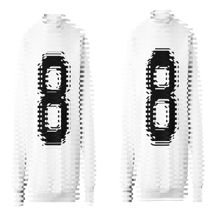 【バックプリント・背中側】8 数字 背番号 ユニフォーム ナンバー【ブラック／黒 の文字】スポーツ 練習着 部活 スウェットシャツ