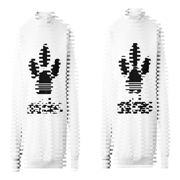 【バックプリント・背中側】Asides アシデス 足です。肉球です。【変なtシャツ屋】スポーツ ブランド パロディ 面白 長袖tシャツ スウェットシャツ