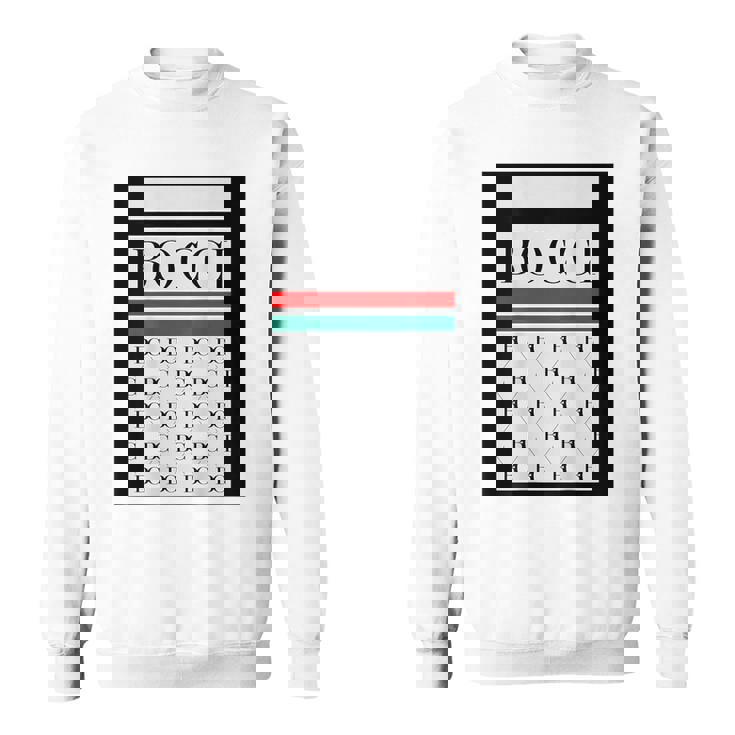 【バックプリント・背中側】Bocci ぼっち ロゴ 総柄 イタリア国旗風【変なtシャツ】陰キャ ブランド パロディ 面白 スウェットシャツ