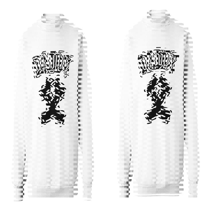 【バックプリント・背中側】お父さん Daddy 父親 パパ《チームユニフォーム風》父の日 面白い 長袖tシャツ スウェットシャツ