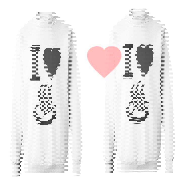 【バックプリント・背中側】アイラブ・温泉 マーク お風呂 銭湯 記号 お土産 旅行 ハート スタッフ 面白い スウェットシャツ