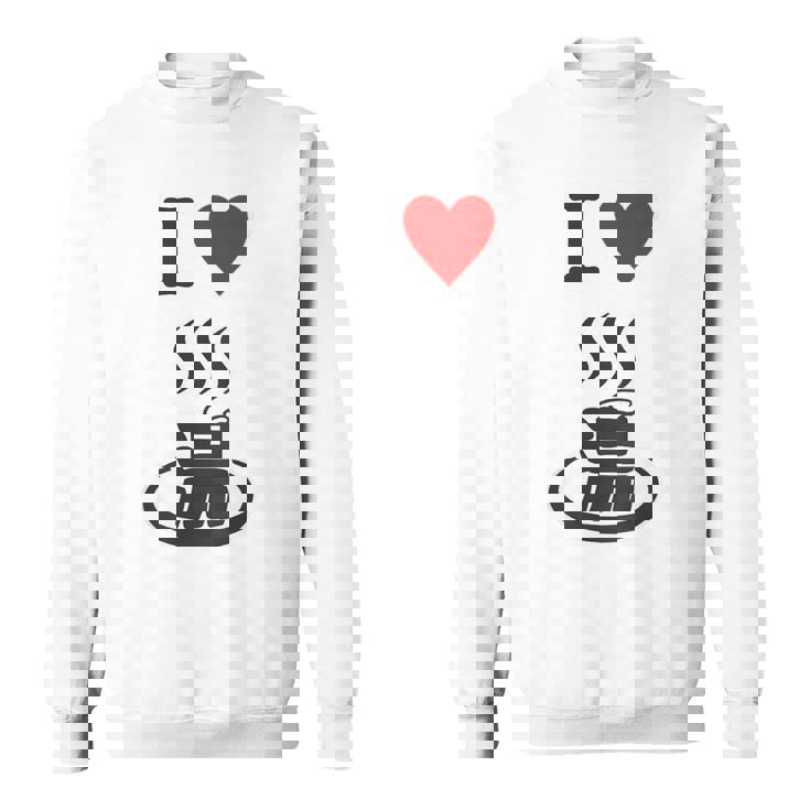 【バックプリント・背中側】アイラブ・湯 イラスト【温泉】お風呂 マーク 銭湯 記号 ハート 面白い スウェットシャツ