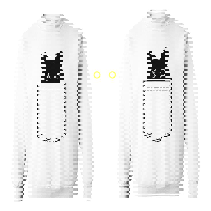 【ポケットから覗くネコ】黒猫 にゃんこ 猫好き 猫 可愛い ネコ 子猫 ネコ好き 面白い 変な 遊び心 ネタ ウケ狙い スウェットシャツ