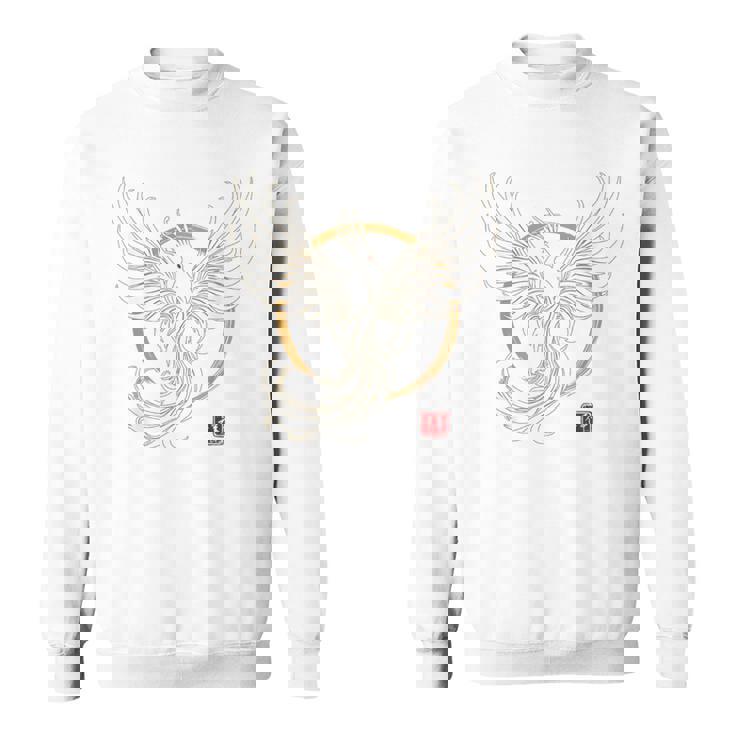 【背中側デザイン】日本文化 鳳凰デザイン 幸運を願うお守り スウェットシャツ