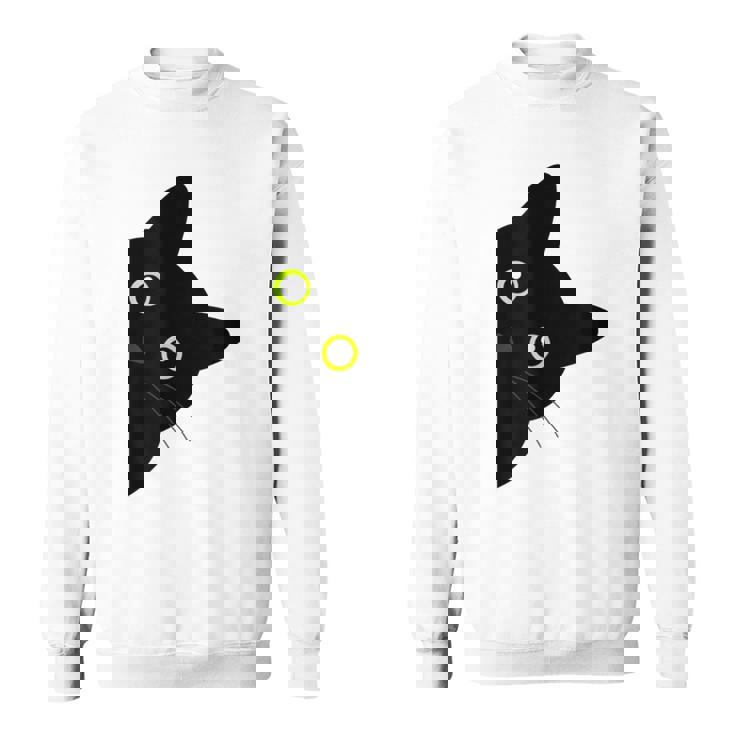 【覗くネコ】黒猫 にゃんこ 猫好き 猫 可愛い ネコ 子猫 ネコ好き 面白い 変な 遊び心 ネタ ウケ狙い おもしろ スウェットシャツ