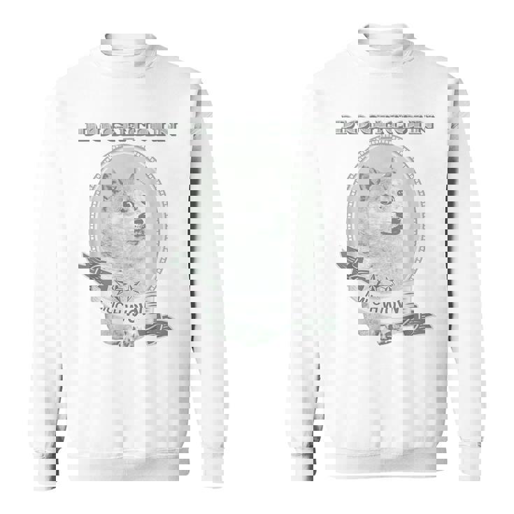 おもしろいいいいどこん 柴犬犬 ドル札 暗号のお金 スウェットシャツ