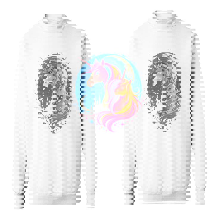 お揃いのママと娘 ユニコーン ナイトシャツ 母の日 長袖tシャツ スウェットシャツ