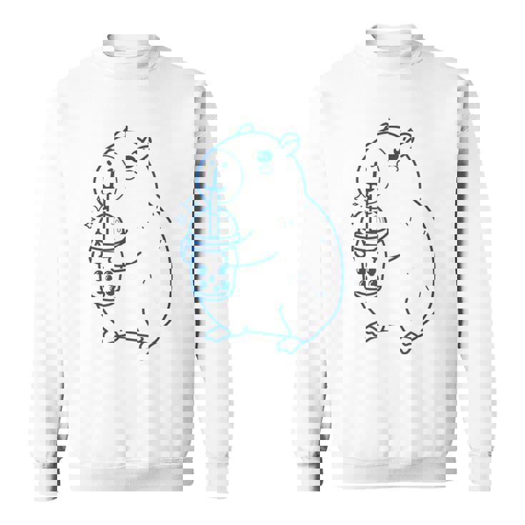 かわいい カピバラ ノベルティ グラフィック ボバティー ミルクセーキ ミルクティー スウェットシャツ