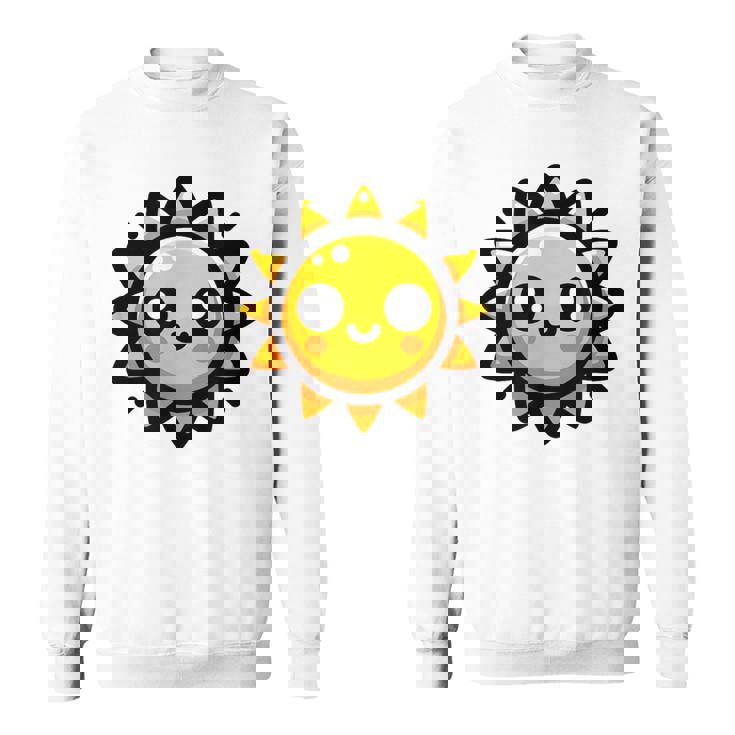 かわいい 漫画 太陽 放射 オレンジ イエロー 愛らしい スウェットシャツ