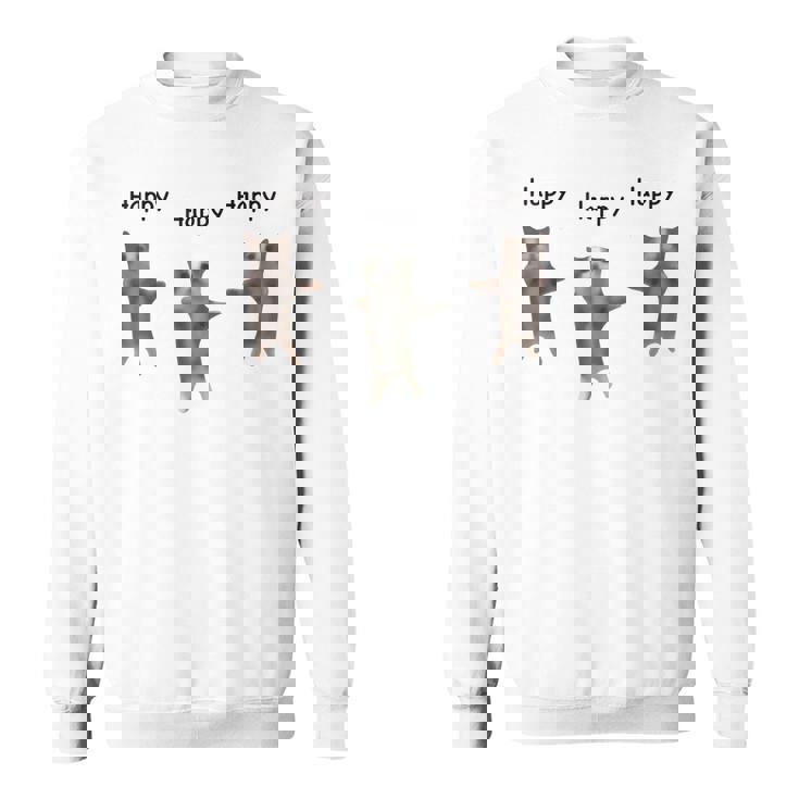 かわいいジャンピング ハッピーキャット ミーム トレンド ファニー スウェットシャツ