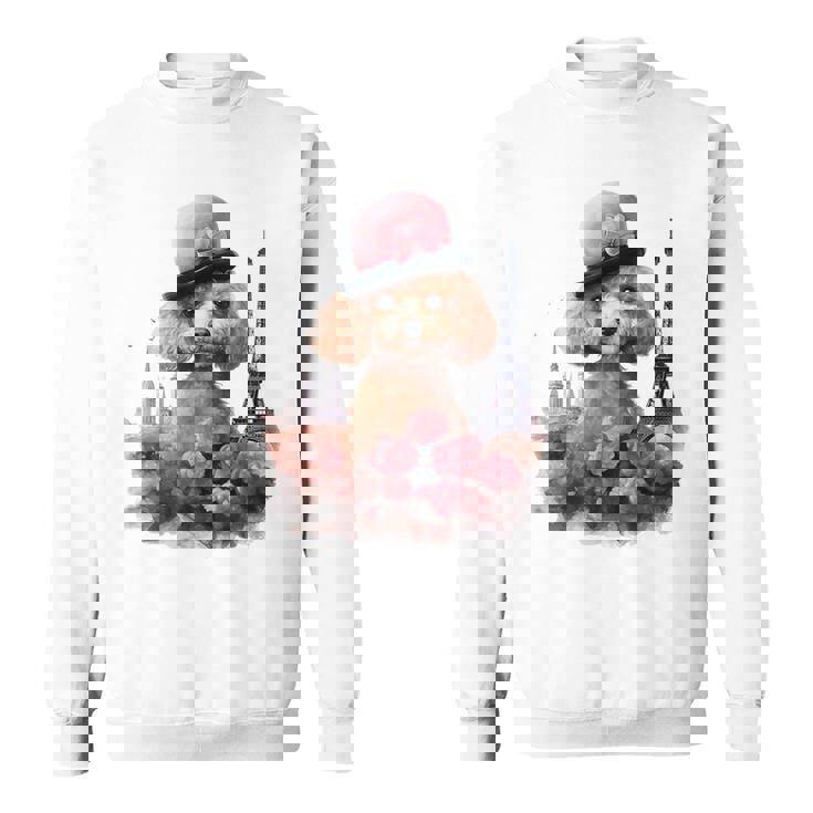 かわいいフレンチパリエッフェル塔トイプードル パリジャンプードル スウェットシャツ