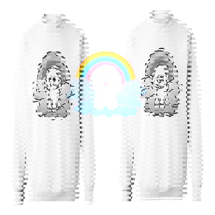 かわいいボロネーゼ犬 レインボークラウド カラフル カワイイ 子犬好き スウェットシャツ