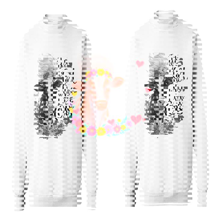 かわいい牛 ただの牛を愛する少女 長袖tシャツ スウェットシャツ