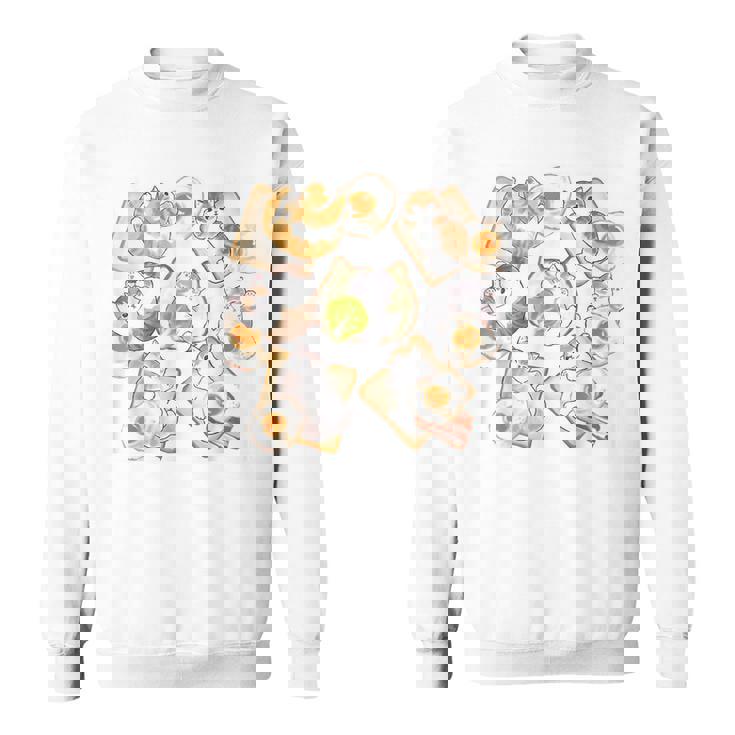 かわいい猫のパンおかしな猫と卵好き。 スウェットシャツ