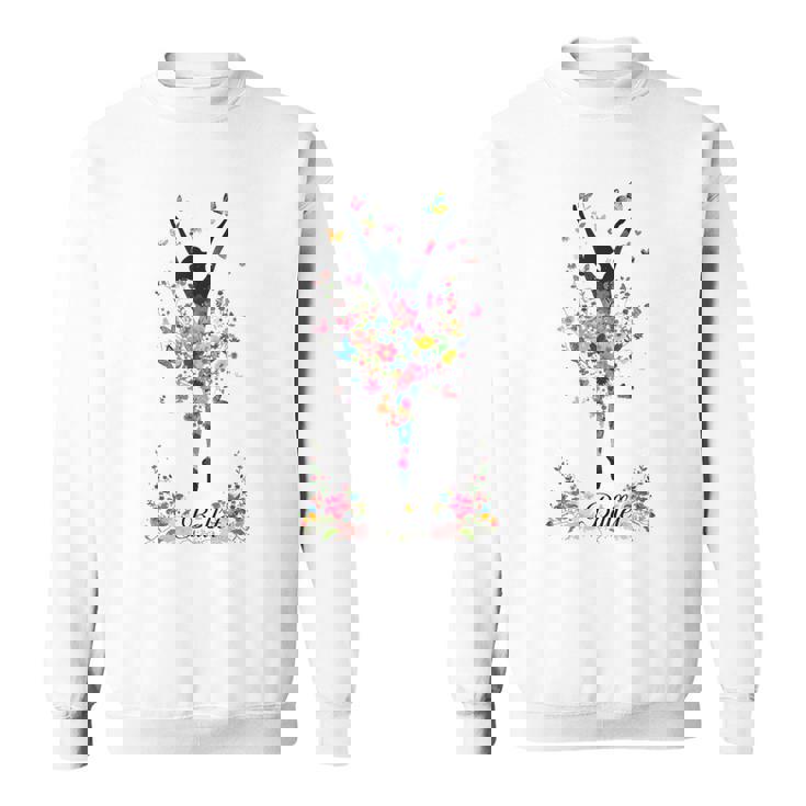 かわいい花柄バレリーナ 春の花 バレエダンサー スウェットシャツ