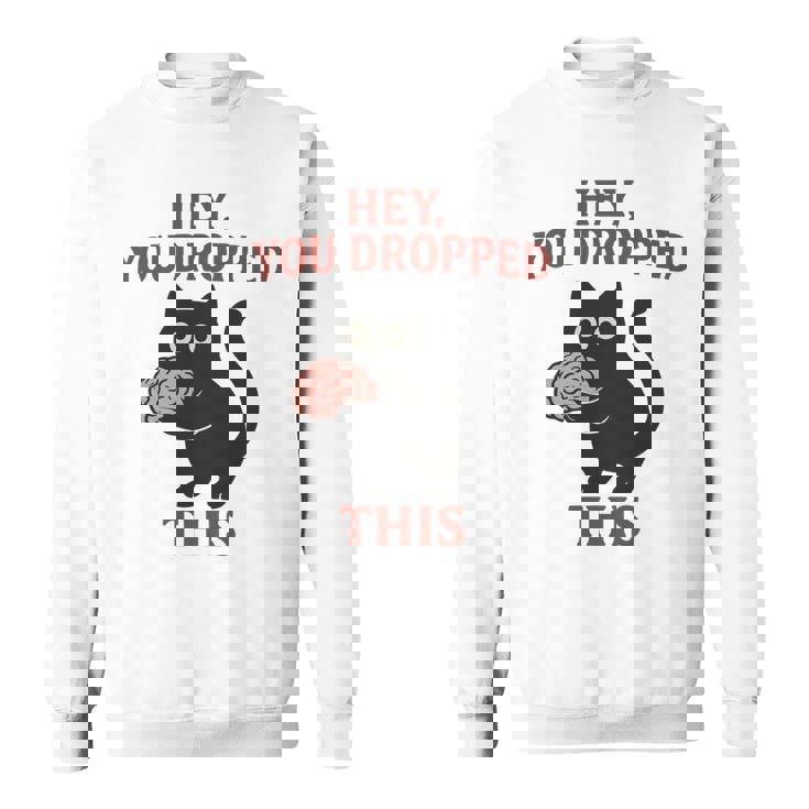 この脳みそのかわいい黒猫のミームを落とした 長袖tシャツ スウェットシャツ