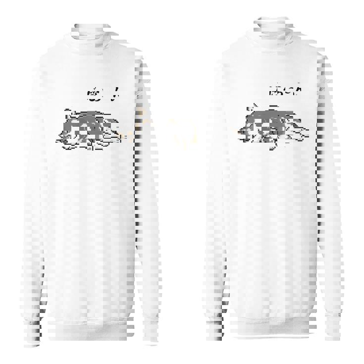 だらーんとくつろいでいる黒柴 柴犬のドット絵 長袖tシャツ スウェットシャツ