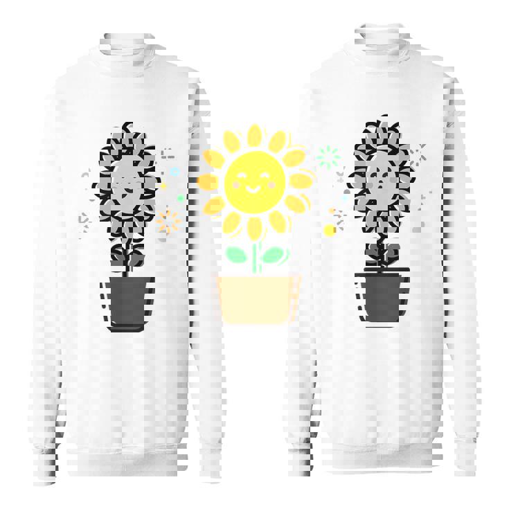 ひまわり 花 ポット シンプル クリップアート スウェットシャツ