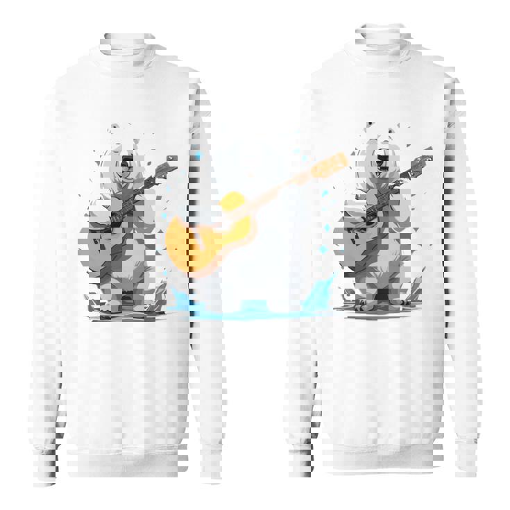 アコースティックギターを弾くクマ、ベアギタリスト 長袖tシャツ スウェットシャツ