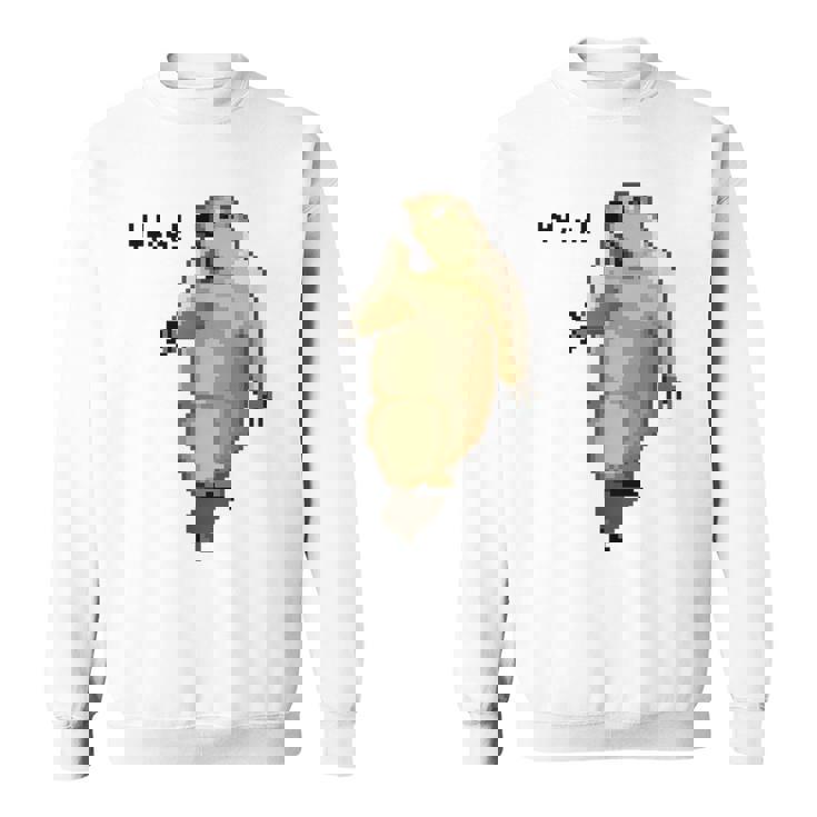 アニマルプリント 驚いたマーモット ドット絵 ピクセルアート 面白い 動物 ミーム スウェットシャツ