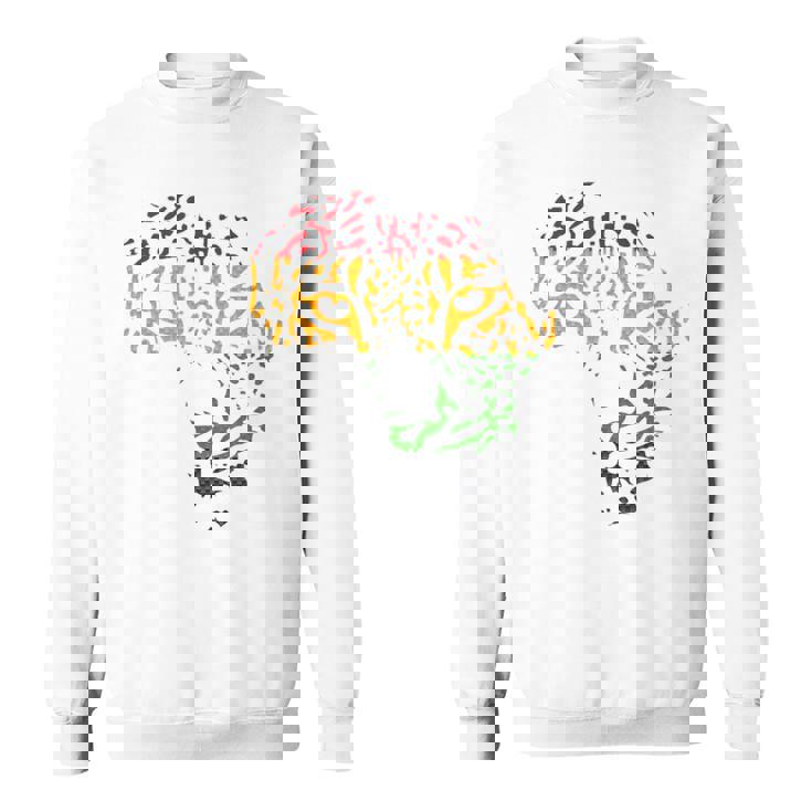 アフリカ地図 ヒョウ柄 アフリカラスタカラー スウェットシャツ