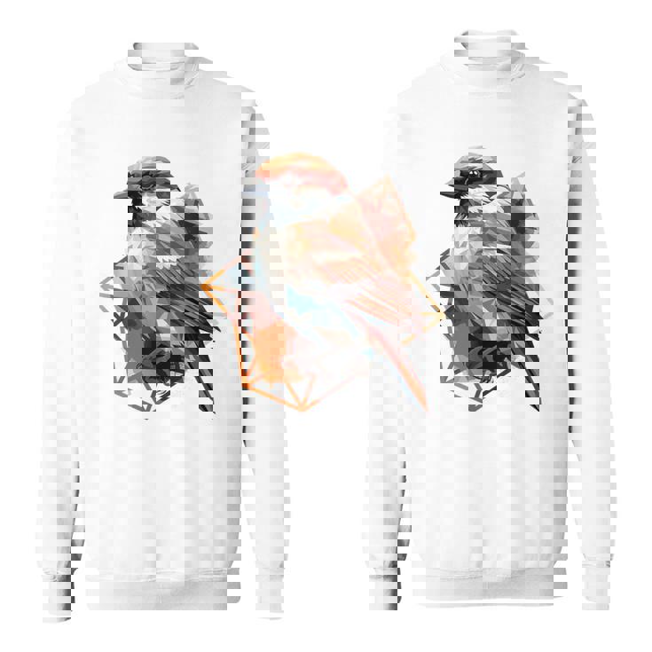 アメリカンツリー スズメ 鳥 幾何学模様 パッテンアート かわいい鳥 ロー スウェットシャツ