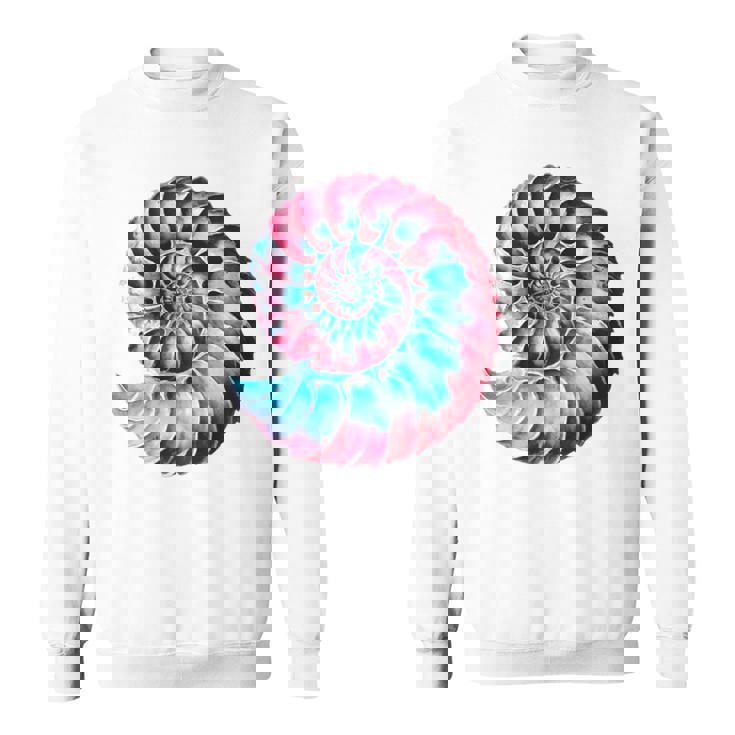 アンモナイトスパイラル貝殻 長袖tシャツ スウェットシャツ