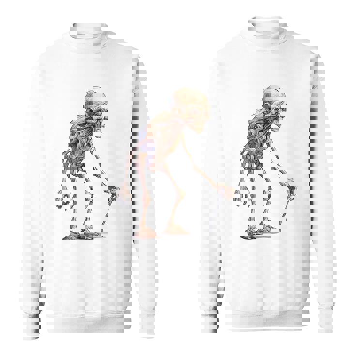 エイリアン スケルトン クリーチャー 松葉杖 スティック スウェットシャツ