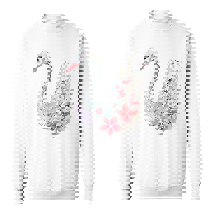 エレガントな白鳥の花 スウェットシャツ