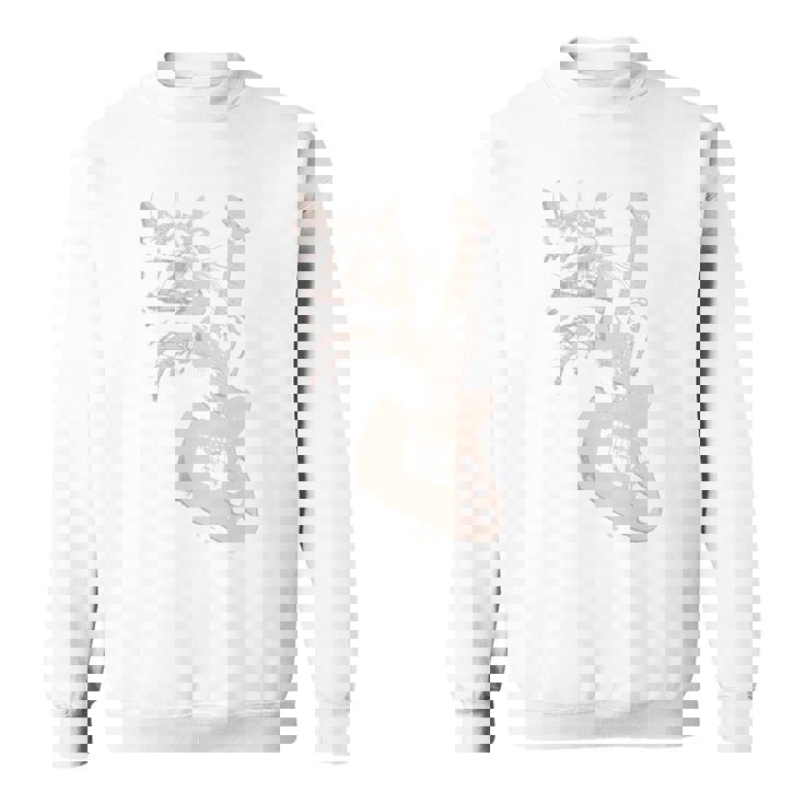 エレキギターを弾く猫 面白いキャットロッカー ロックショー 長袖tシャツ スウェットシャツ