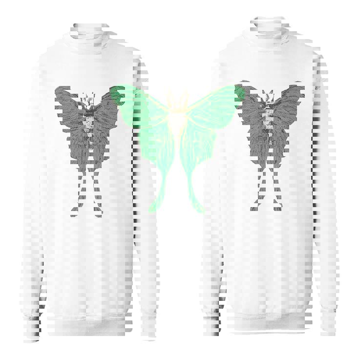 オオミズアオ ルナモス 薄い 緑色 黄緑色 蛾 Luna Moth レトロ 虫 昆虫 イラスト かっこいい おしゃれ スウェットシャツ