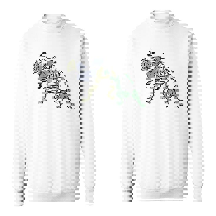 カエル 相撲 伝統 浮世絵 のようなカエルイラスト かわいい 渋かっこいい ワンポイント スウェットシャツ