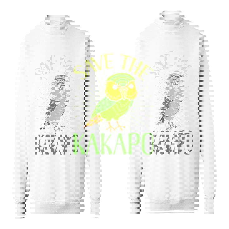 カカポ絶滅危惧保全啓発鳥を救え 長袖tシャツ スウェットシャツ